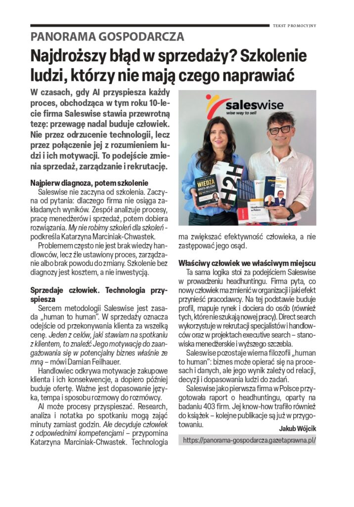 Artykuł o Saleswise w Gazeta Prawna